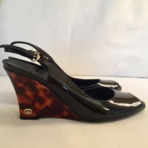 Gucci Black and Brown Wedges